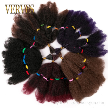 Afro kinky bulk braids bundle Marley Culry Crochet Braids Hair Extensions 12 inch,Natural Black Synthetic ombre braiding hair